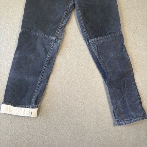 Vintage Wash & Wear W&W Dark Blue Suede Leather Pants Jeans Made Canada Mens 28 - Picture 5 of 16